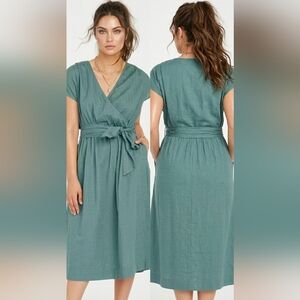Nwt Universal Thread Dress Teal Wrap Top Full Skirt V Neck Textured